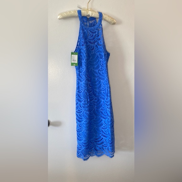 Lilly Pulitzer Kenna Blue Halter Neck Lace Dress Size 4 Nwt - Picture 2 of 4